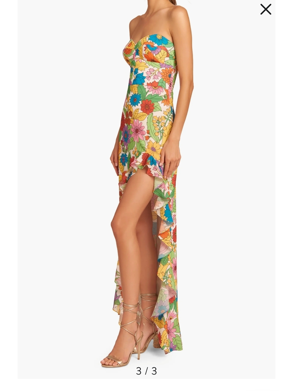 Amanda Uprichard Eden High-Low Gown in "Pink Black" Floral Wedding Guest‎